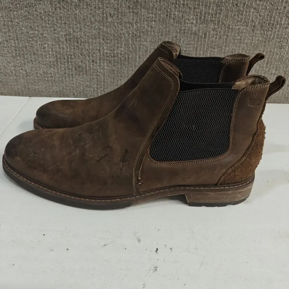 Florsheim Men's Chalet Plain Toe Chelsea Brown Leather Boot US Size 10